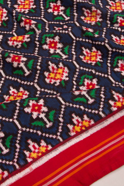 Patan Patola Silk Ikat Dark Blue Dupatta