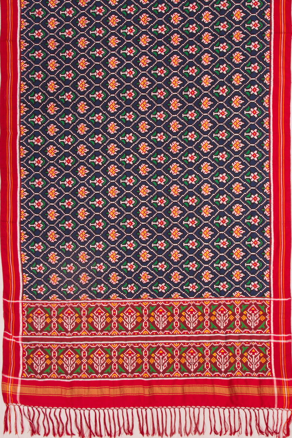 Patan Patola Silk Ikat Dark Blue Dupatta