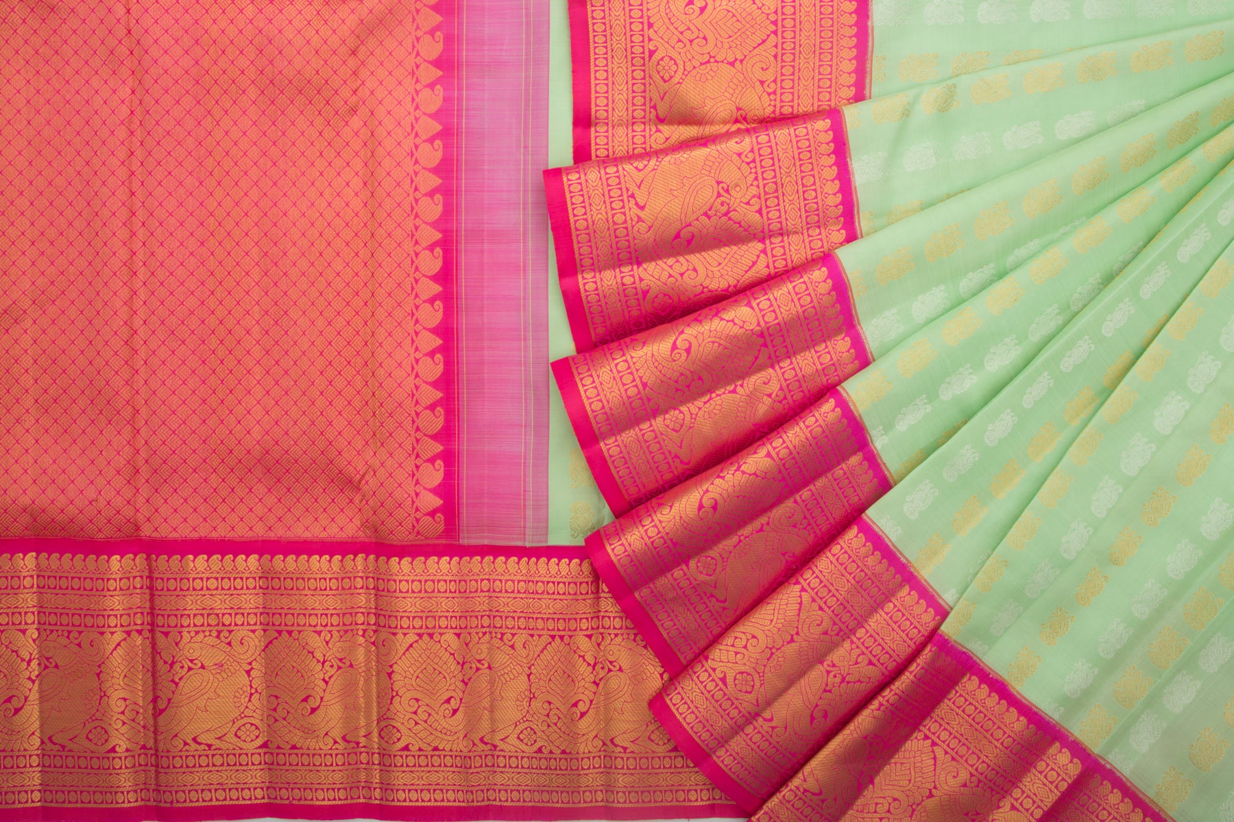 Kanchipuram Silk Butta Pastel Green Saree