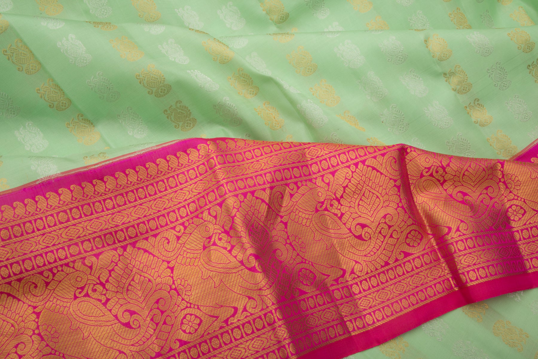 Kanchipuram Silk Butta Pastel Green Saree