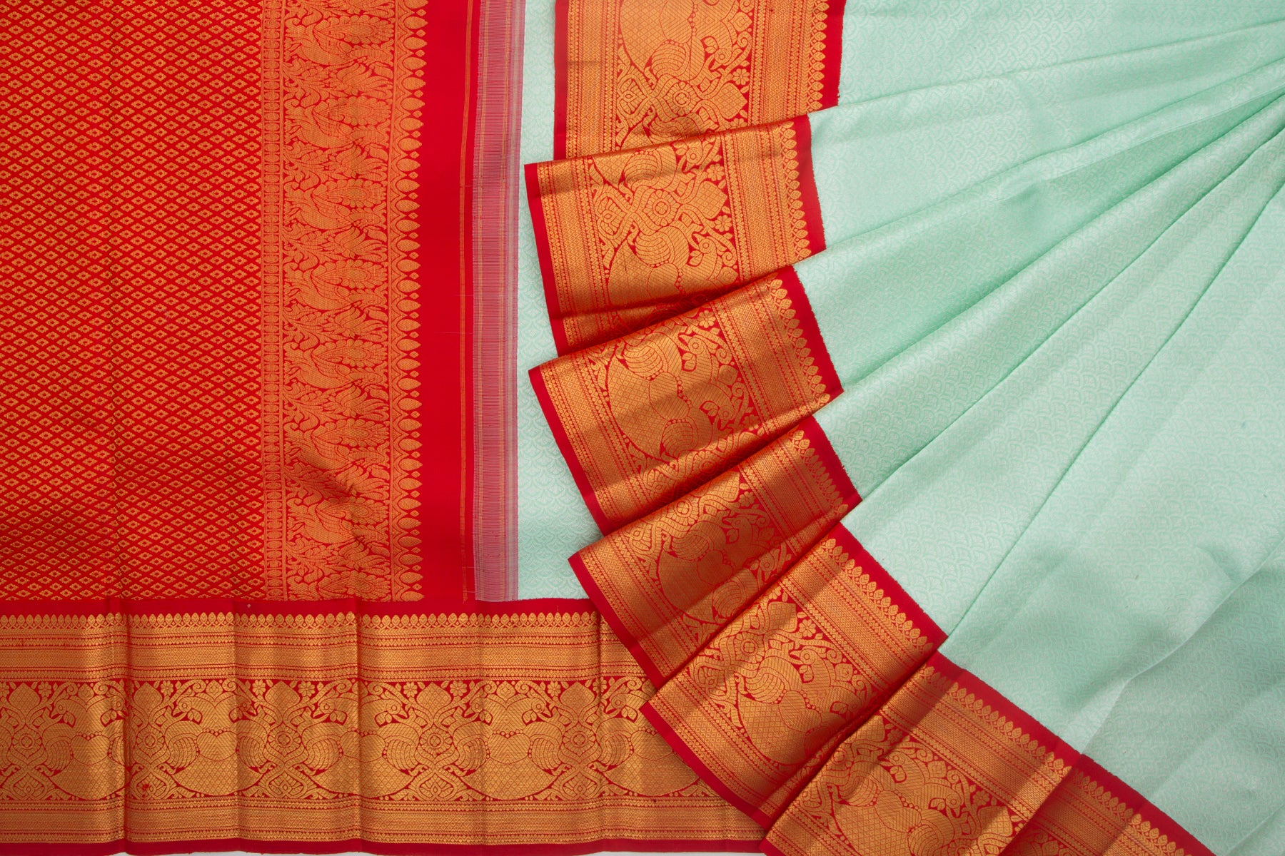 Kanchipuram Silk Brocade Sea Green Saree