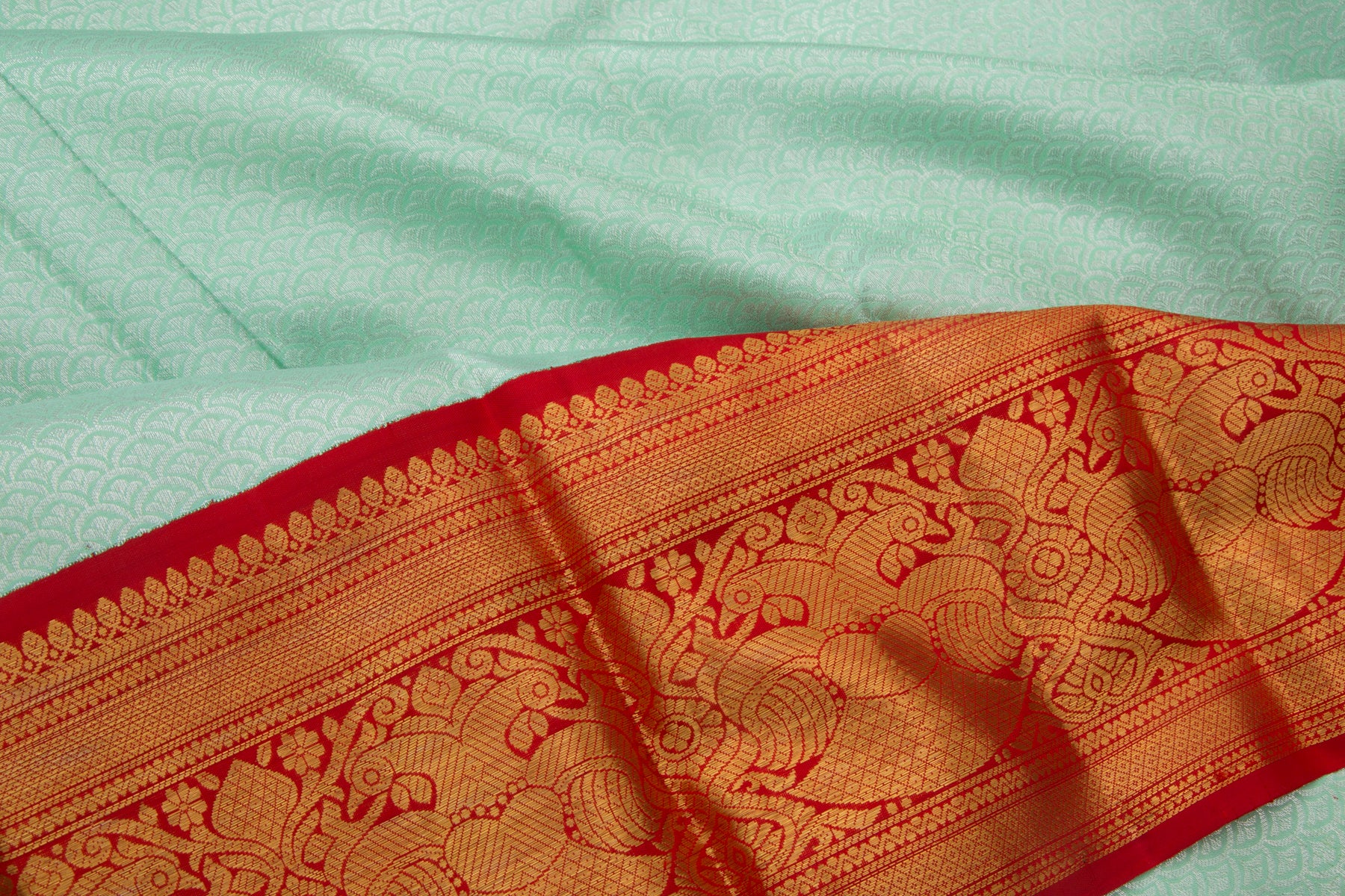 Kanchipuram Silk Brocade Sea Green Saree