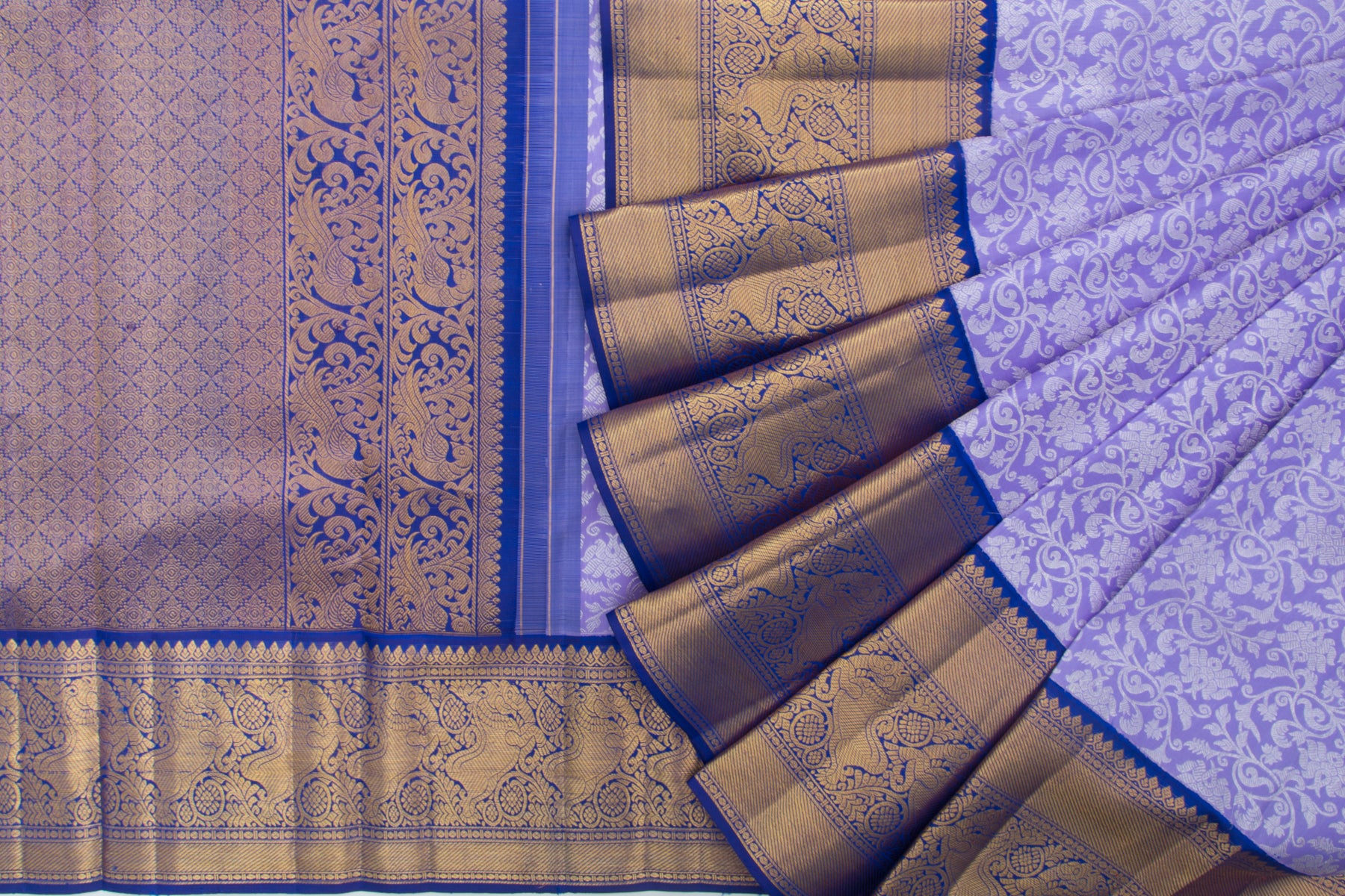 Kanchipuram Silk Jaal Lavender Saree