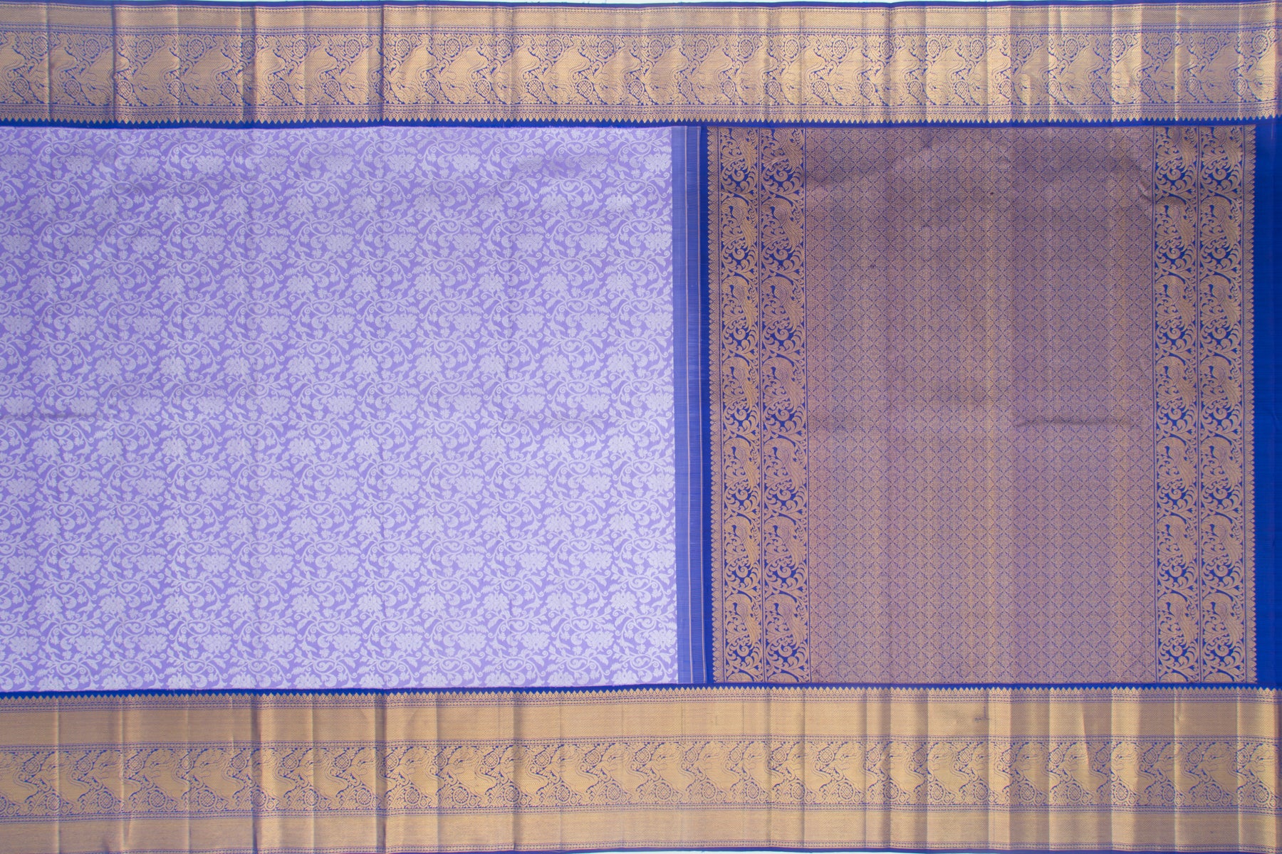 Kanchipuram Silk Jaal Lavender Saree