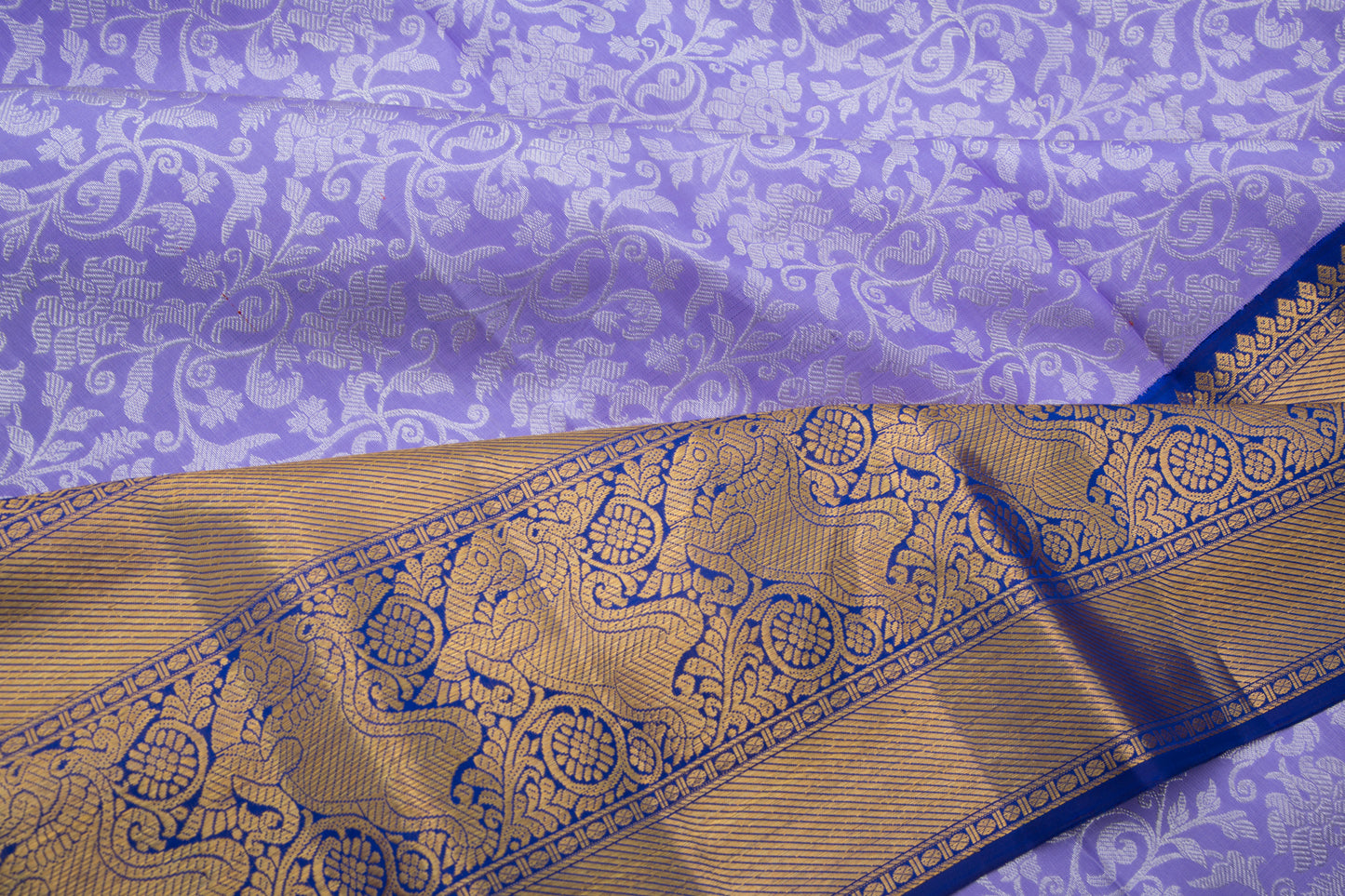 Kanchipuram Silk Jaal Lavender Saree