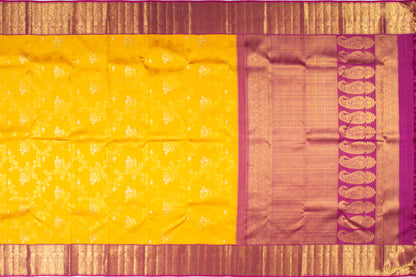 Kanchipuram Silk Jaal Yellow Saree