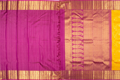 Kanchipuram Silk Jaal Yellow Saree