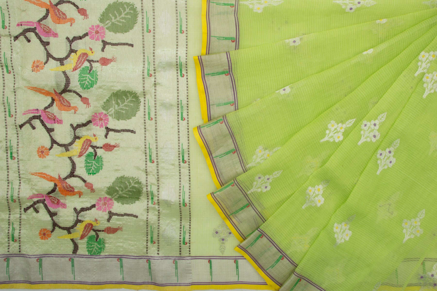 Kota Silk Butta Green Saree