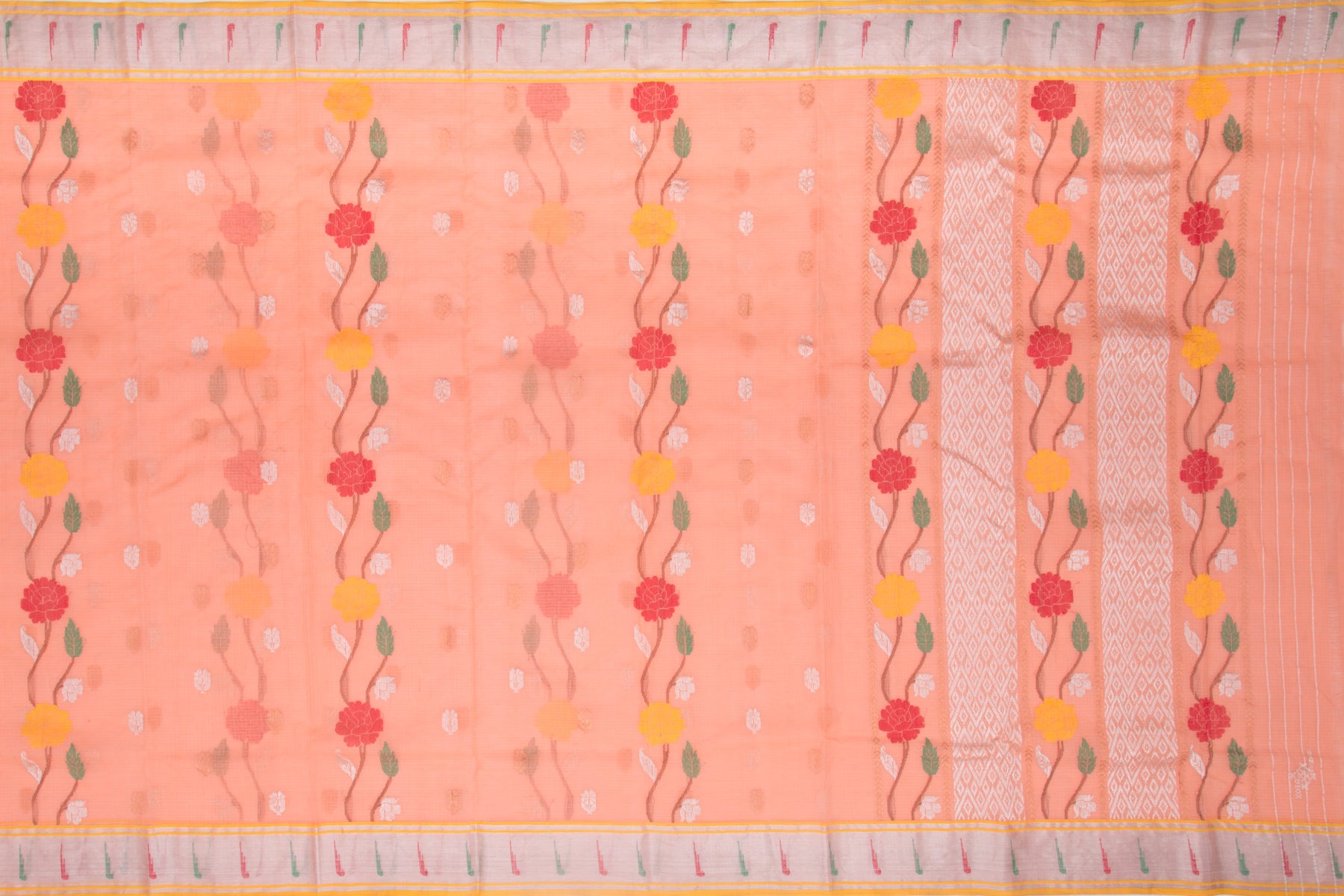 Kota Silk Butta Pastel Orange Saree