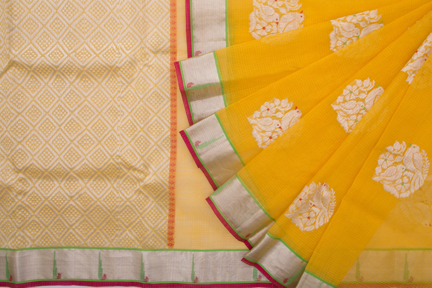 Kota Silk Butta Yellow Saree