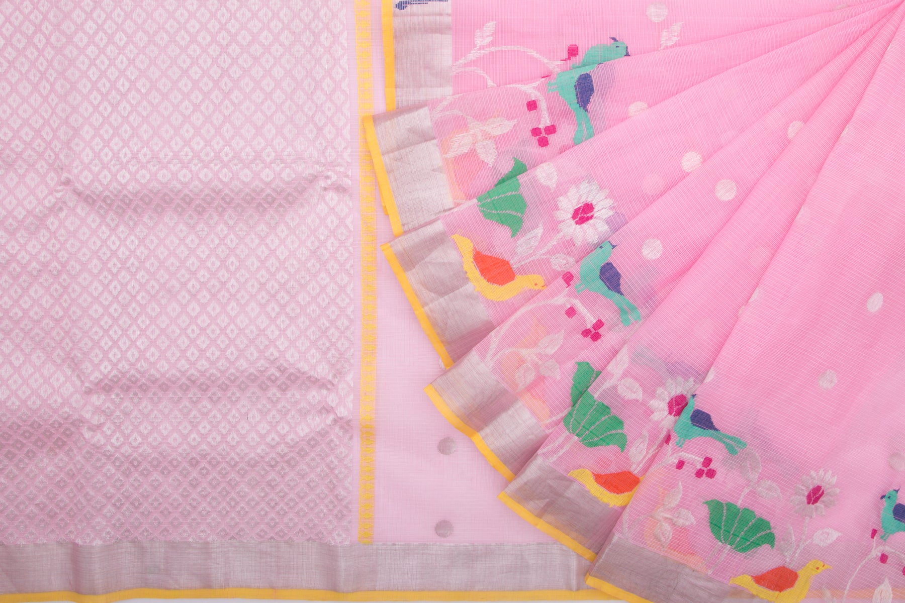 Kota Silk Butta Baby Pink Saree