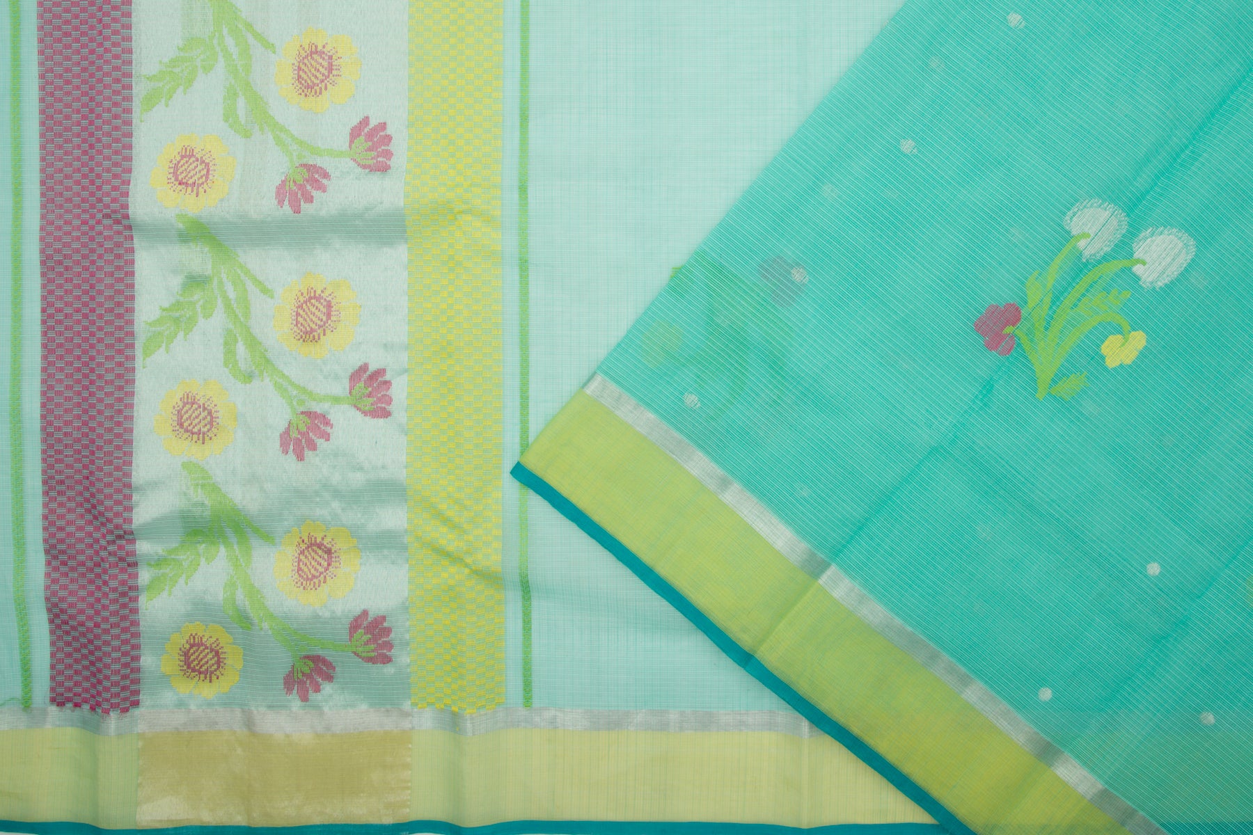 Kota Silk Butta Sea Green Saree