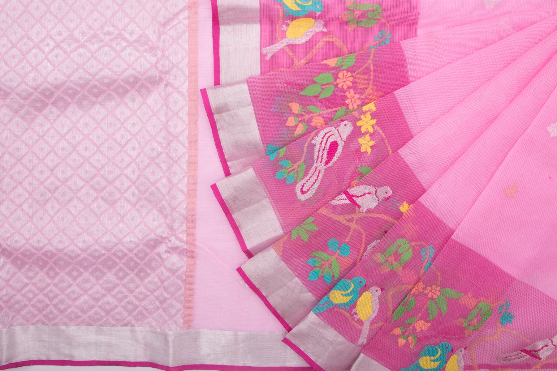 Kota Silk Butta Baby Pink Saree