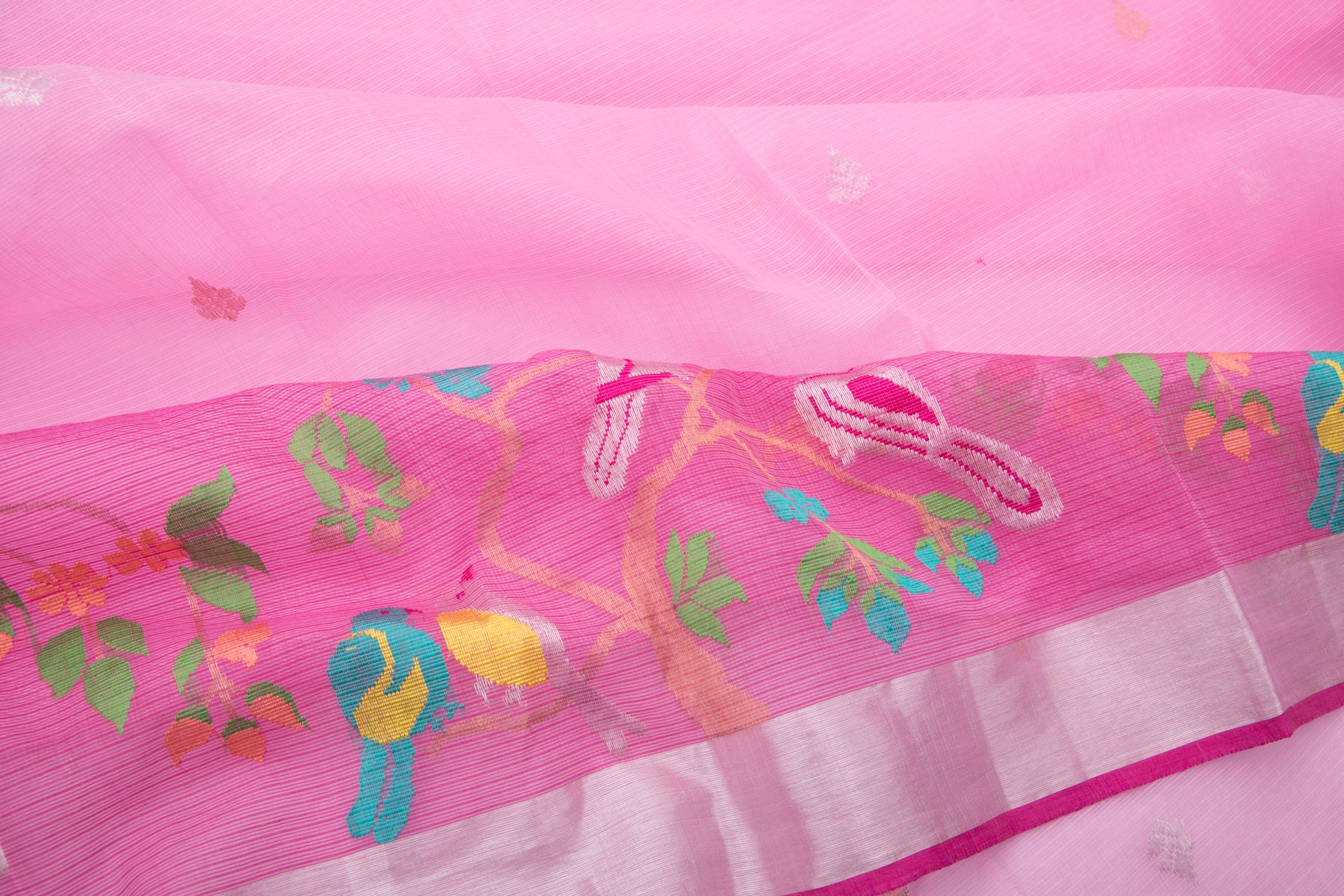Kota Silk Butta Baby Pink Saree