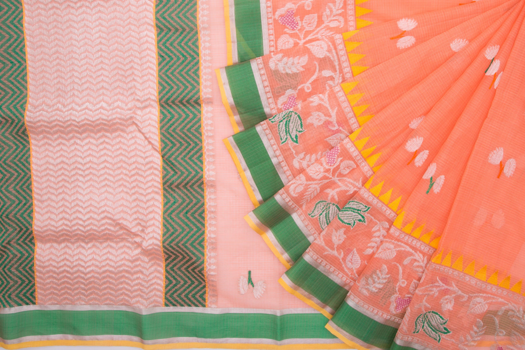 Kota Silk Butta Pastel Orange Saree