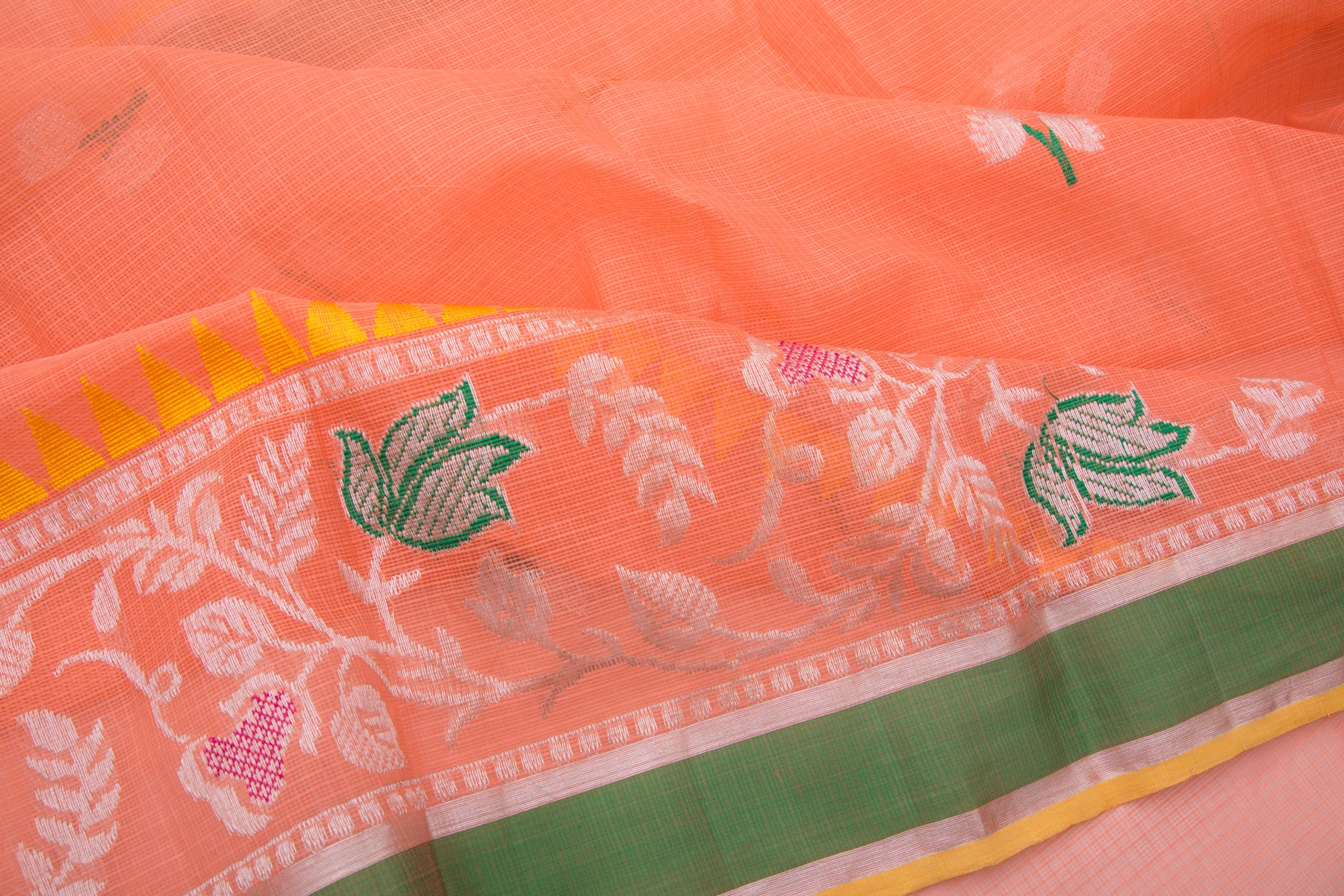 Kota Silk Butta Pastel Orange Saree