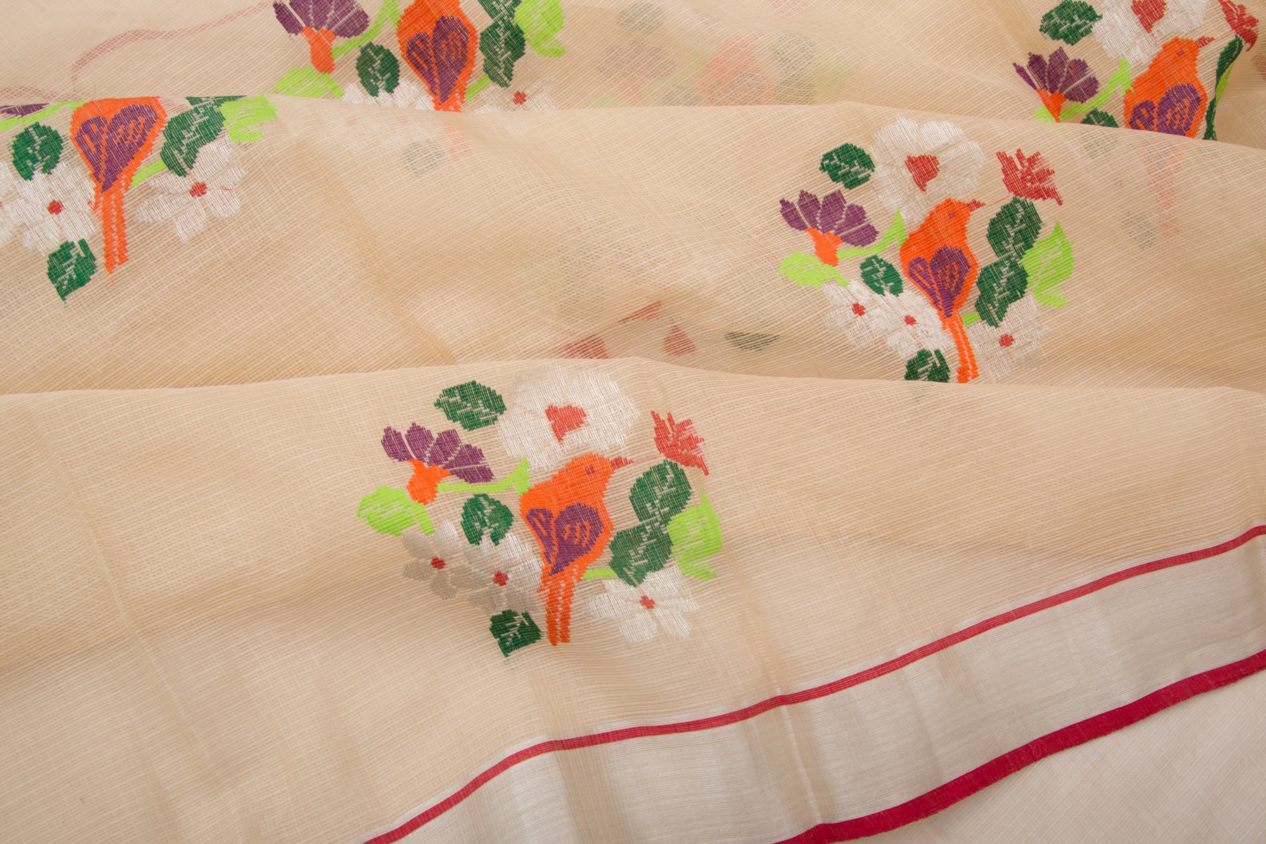 Kota Silk Butta Cream Saree