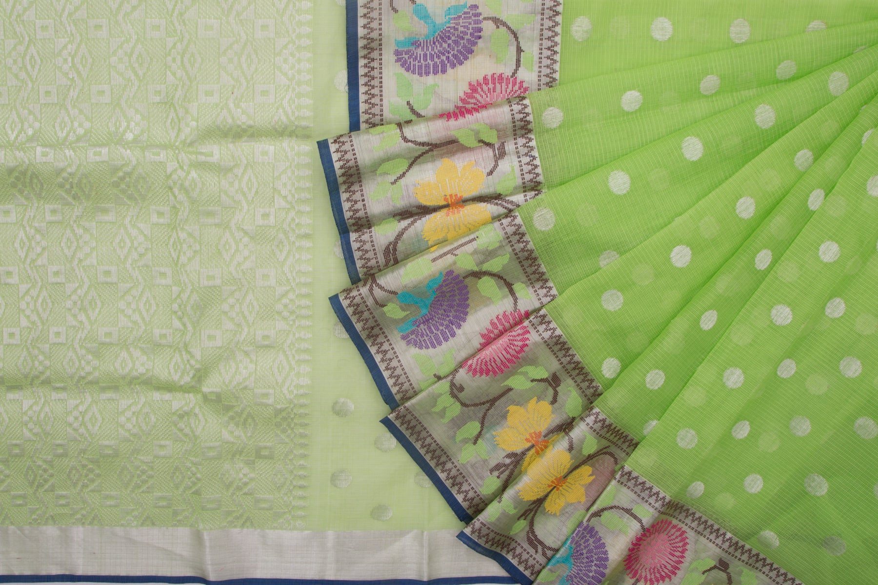 Kota Silk Butta Green Saree