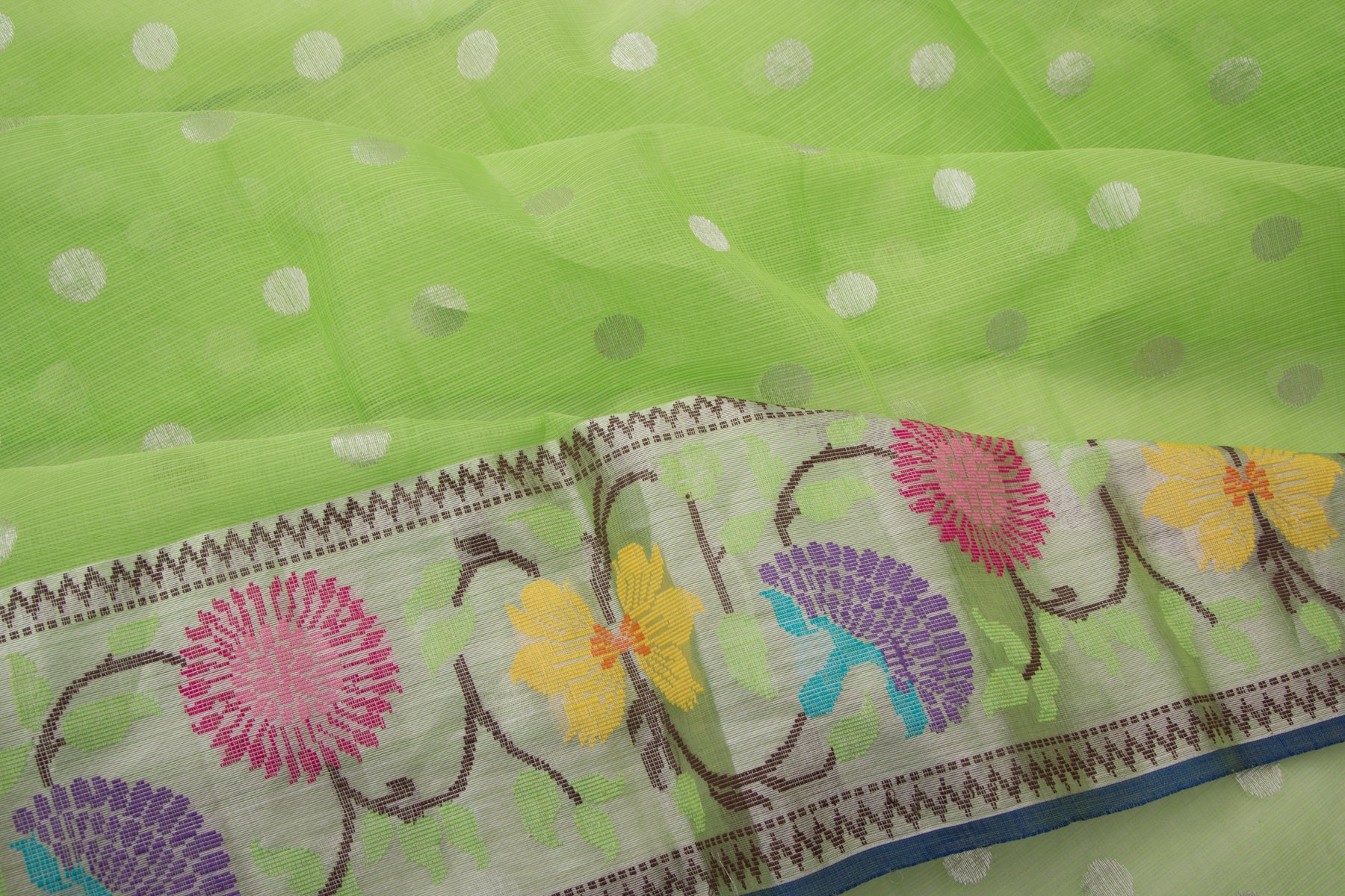 Kota Silk Butta Green Saree