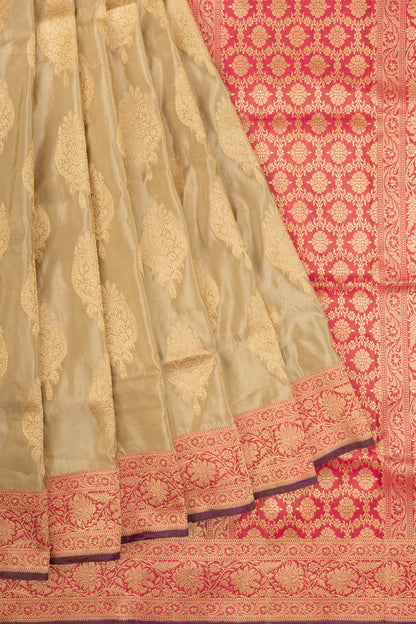 Banarasi Silk Tissue Butta Cream Saree