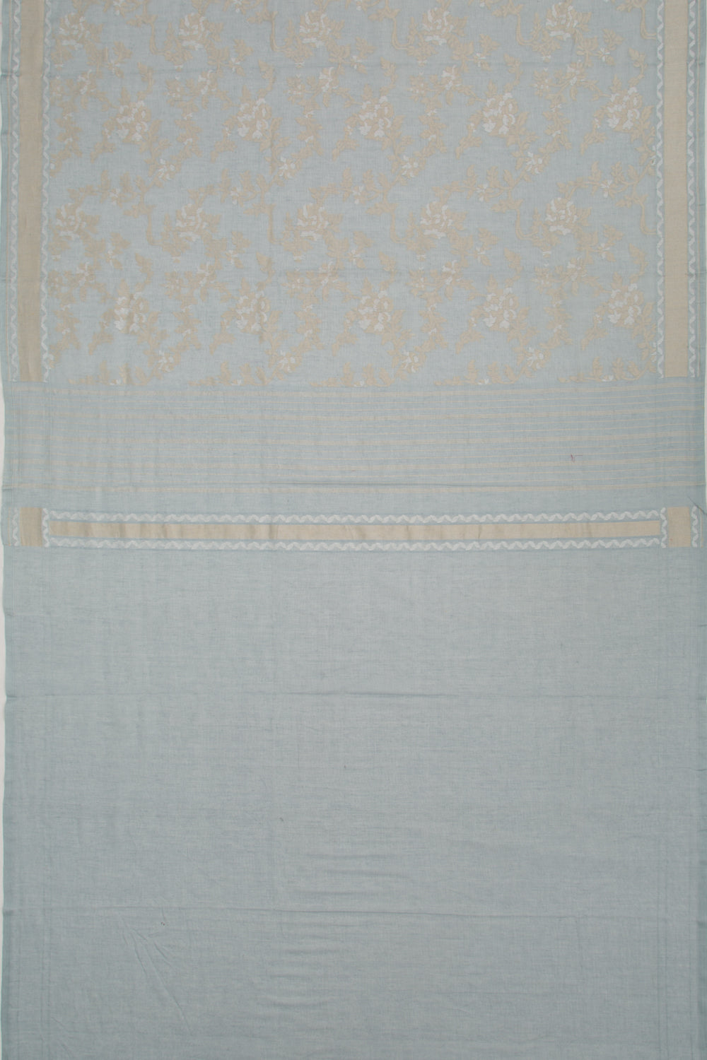 Banarasi Cotton Jaal Pastel Blue Saree