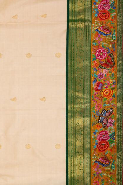 Kanchipuram Silk Butta Cream Saree