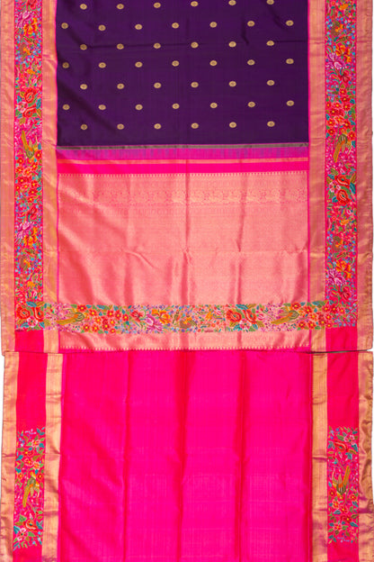 Kanchipuram Silk Butta Purple Saree With Petite Point