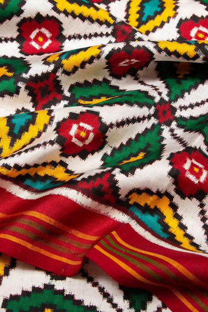Patan Patola Silk Ikat Off-White Saree
