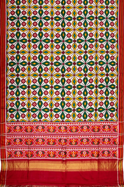 Patan Patola Silk Ikat Off-White Saree