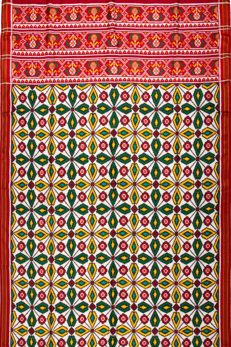 Patan Patola Silk Ikat Off-White Saree