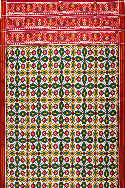 Patan Patola Silk Ikat Off-White Saree