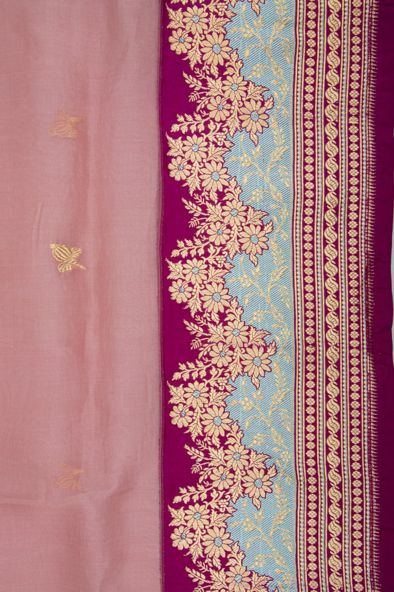 Banarasi Kora Organza Butta Onion Pink Saree