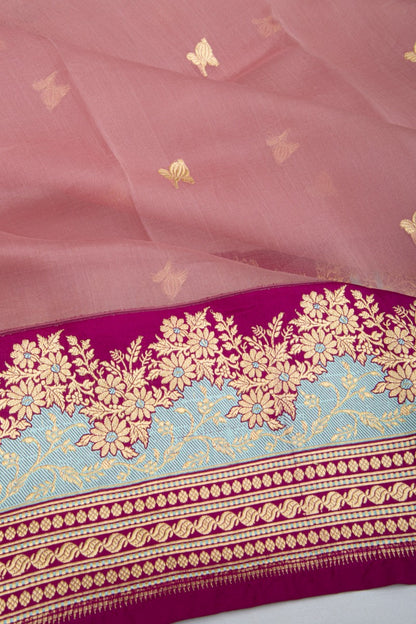 Banarasi Kora Organza Butta Onion Pink Saree