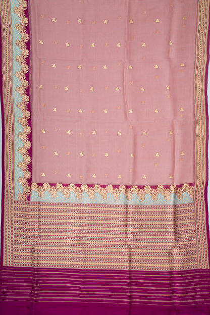 Banarasi Kora Organza Butta Onion Pink Saree