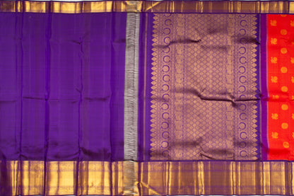 Kanchipuram Silk Checks And Butta Red Saree