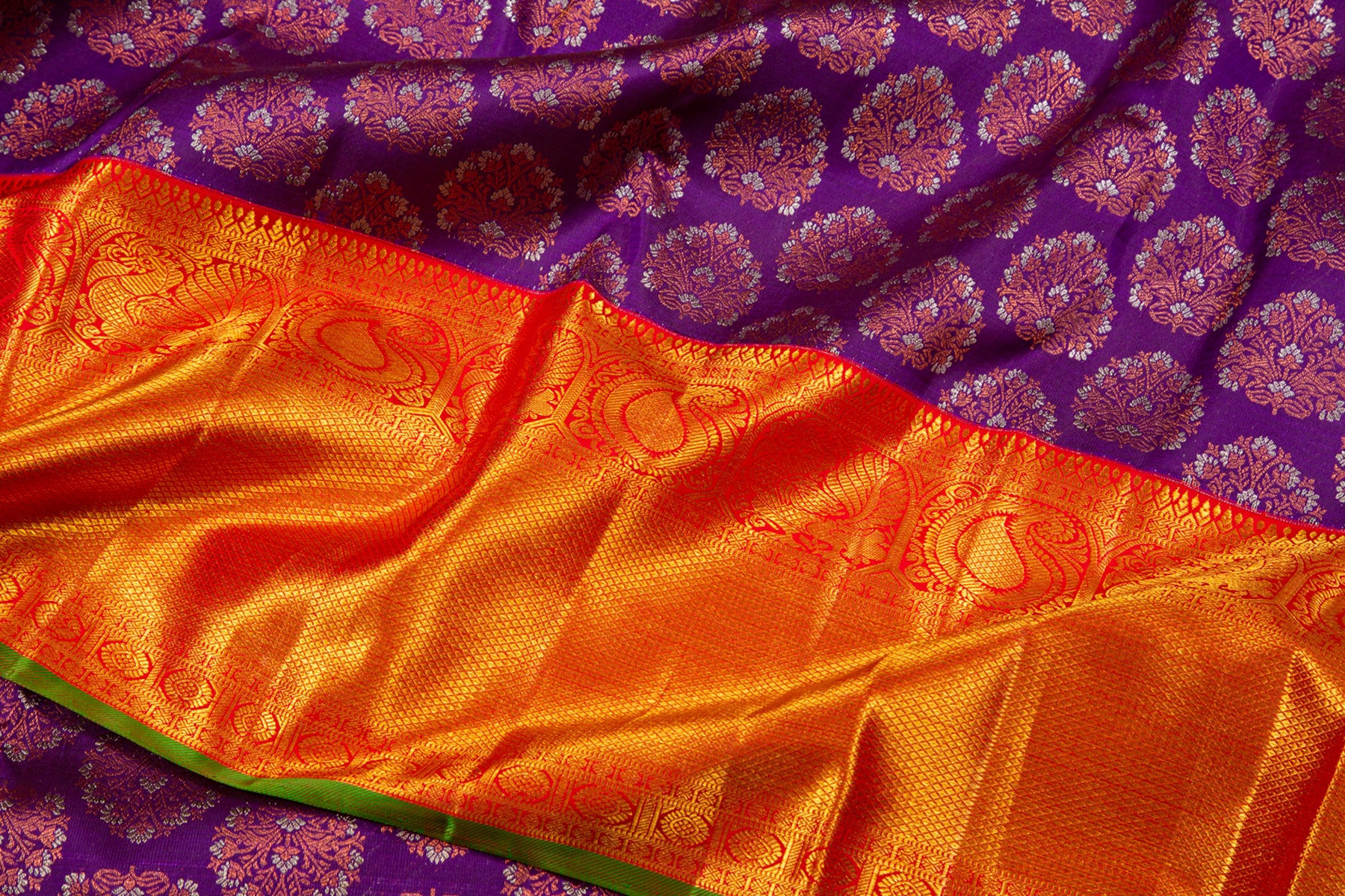 Kanchipuram Silk Brocade Violet Saree