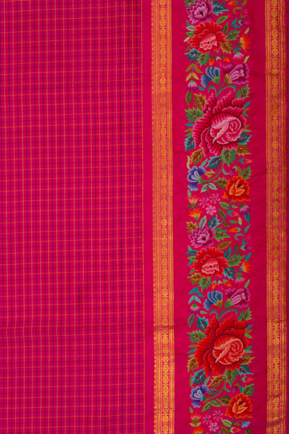Kanchipuram Silk Checks Pink Saree