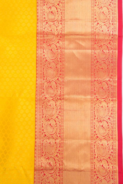 Kanchipuram Silk Brocade Yellow Saree