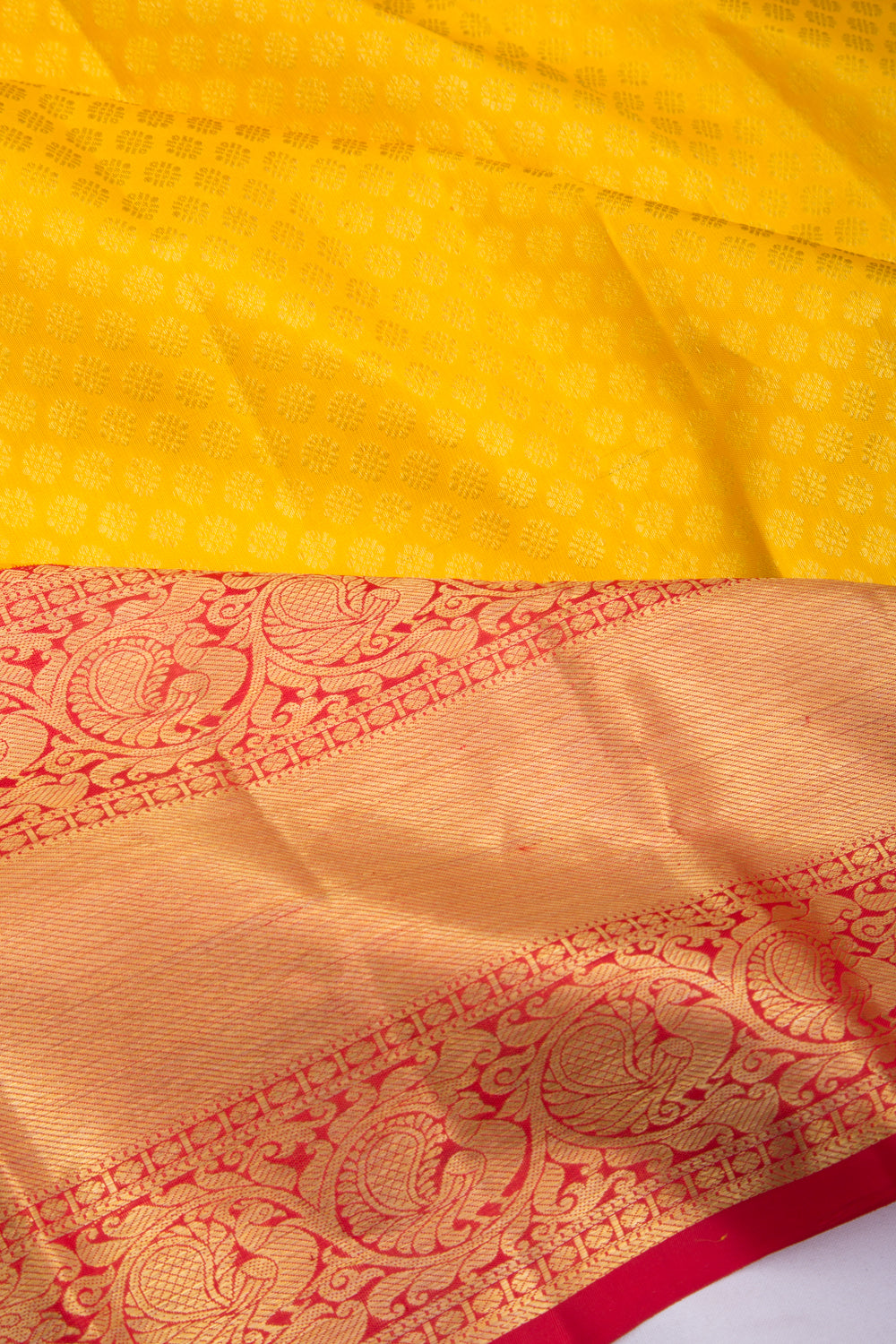Kanchipuram Silk Brocade Yellow Saree