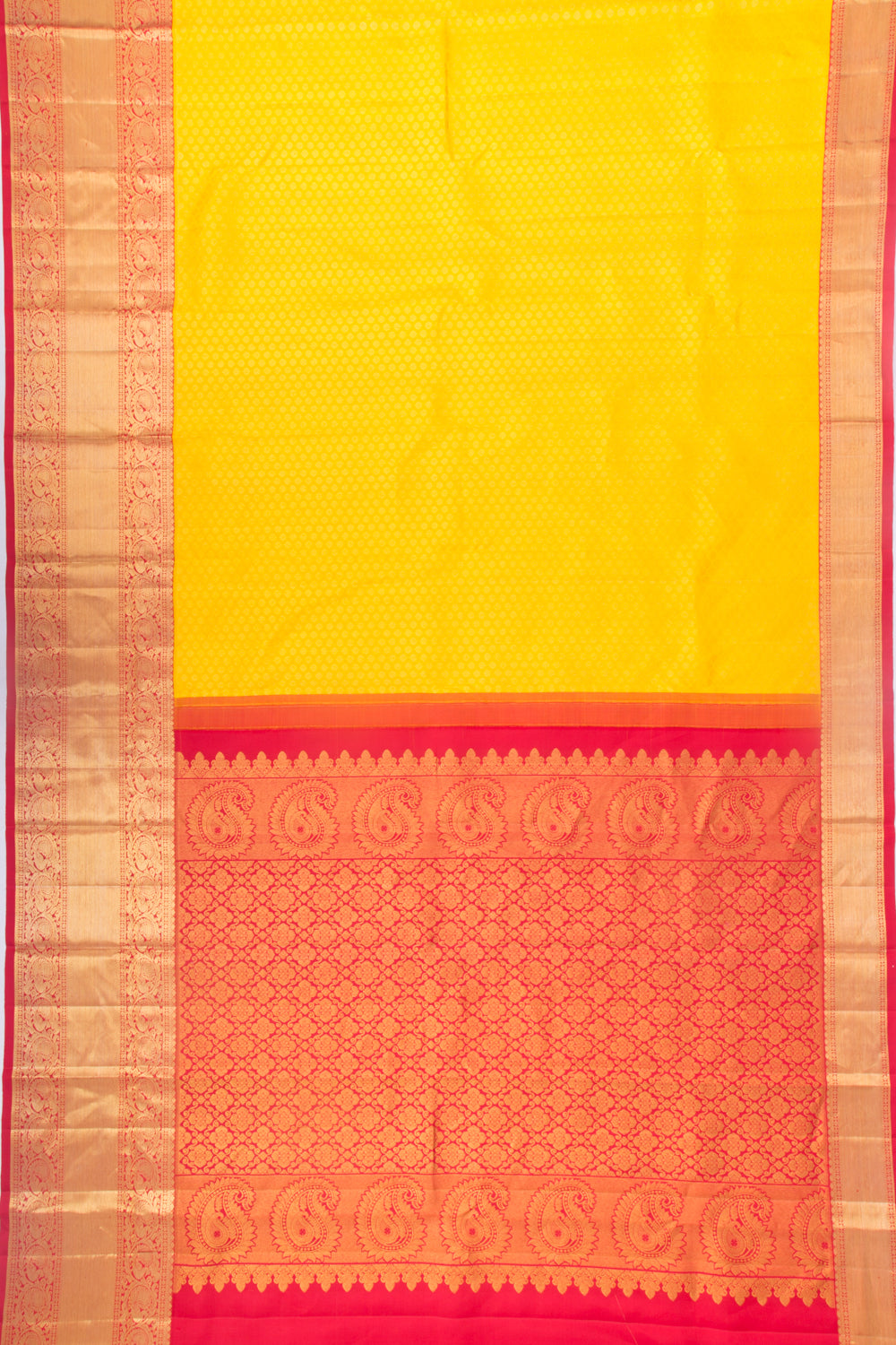 Kanchipuram Silk Brocade Yellow Saree