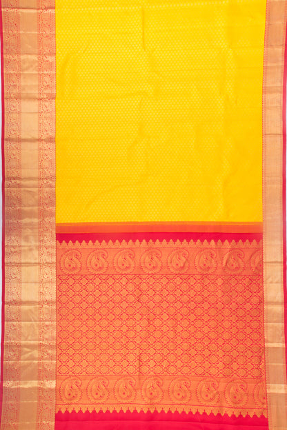 Kanchipuram Silk Brocade Yellow Saree