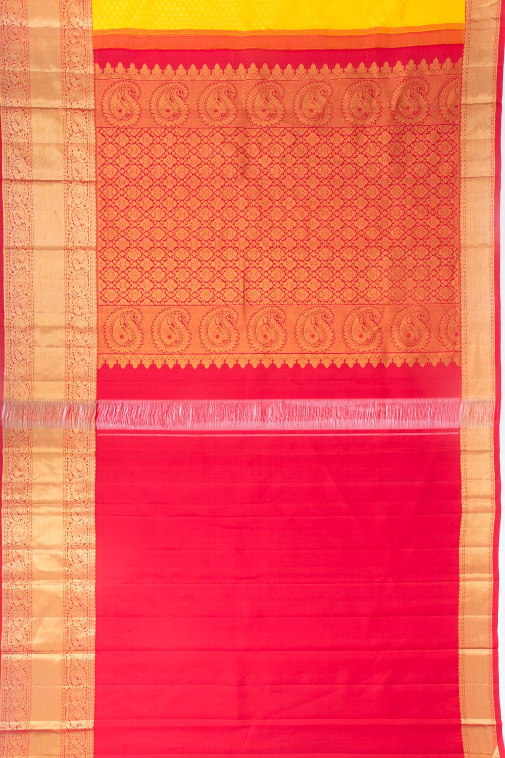 Kanchipuram Silk Brocade Yellow Saree