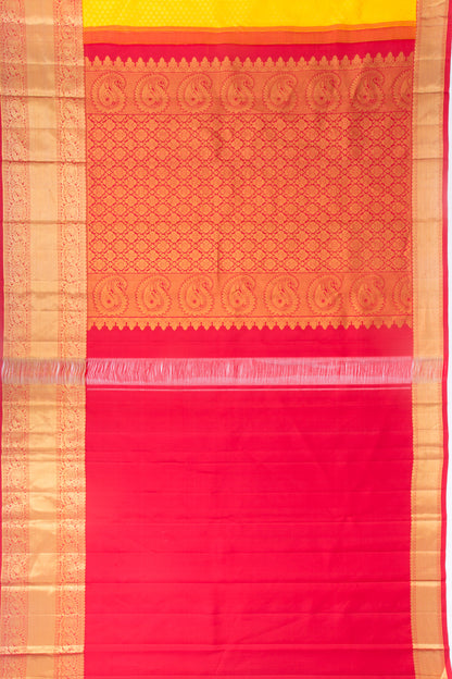 Kanchipuram Silk Brocade Yellow Saree
