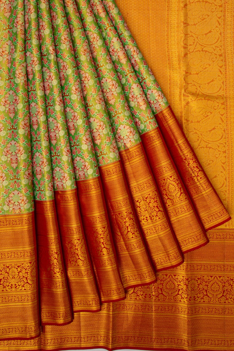 Taranga Kanchi Silk Tissue Brocade Green Saree