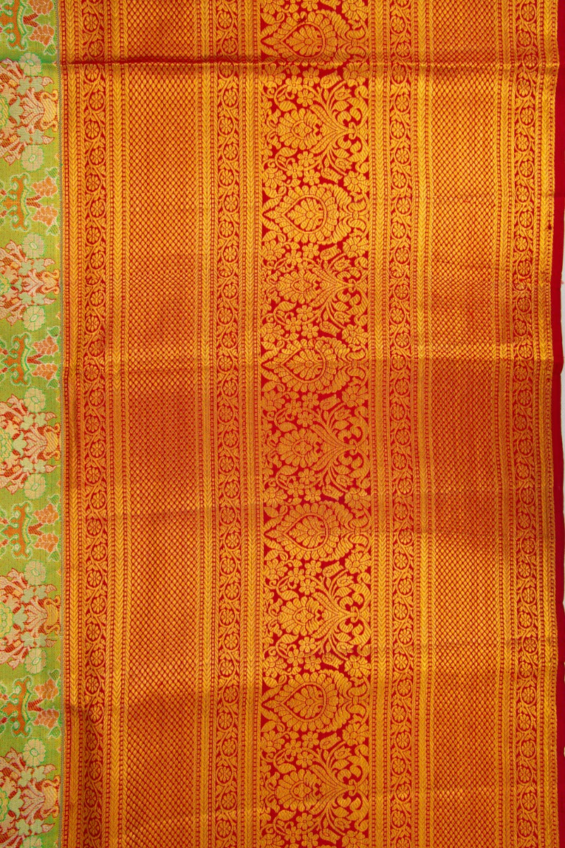 Taranga Kanchi Silk Tissue Brocade Green Saree