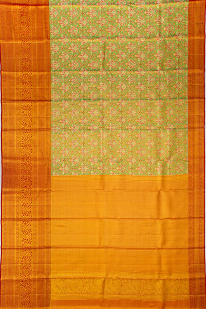 Taranga Kanchi Silk Tissue Brocade Green Saree