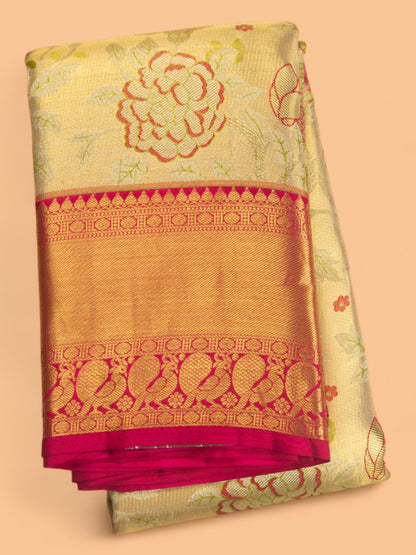 Taranga Kanchi Silk Tissue Brocade Gold Saree