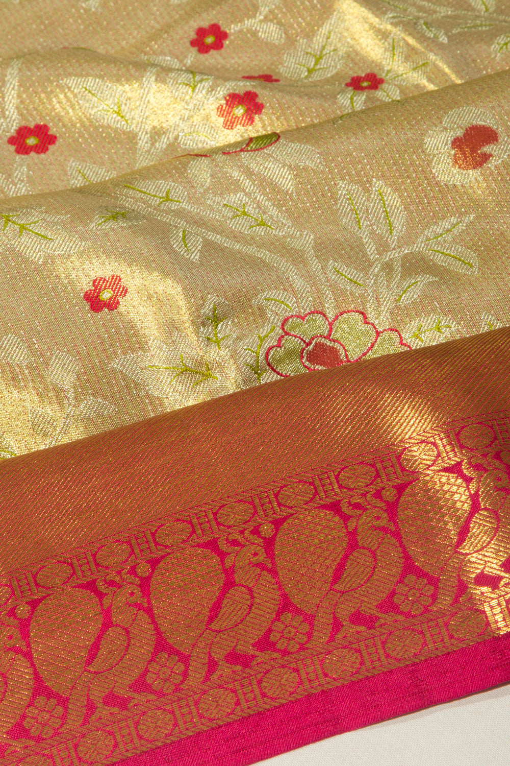 Taranga Kanchi Silk Tissue Brocade Gold Saree