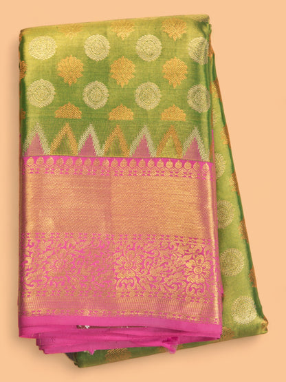 Kanchipuram Silk Tissue Butta Green Saree