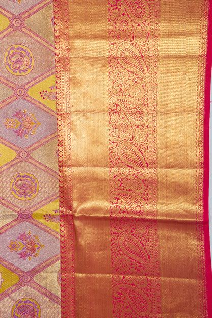 Kanchipuram Silk Tissue Brocade Multicolour Saree